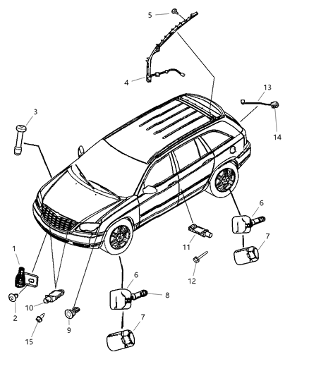 2008 Chrysler Pacifica Sensors Body Diagram