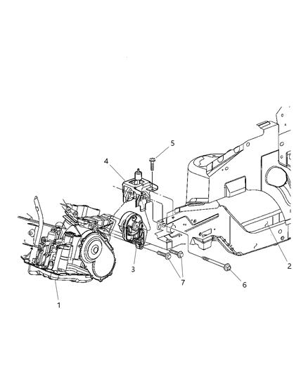 2006 Dodge Caravan Mount, Transaxle Left And Bracket Diagram 1