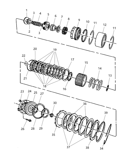 1998 Dodge Durango Clutch, Overdrive With Gear Train Diagram 2