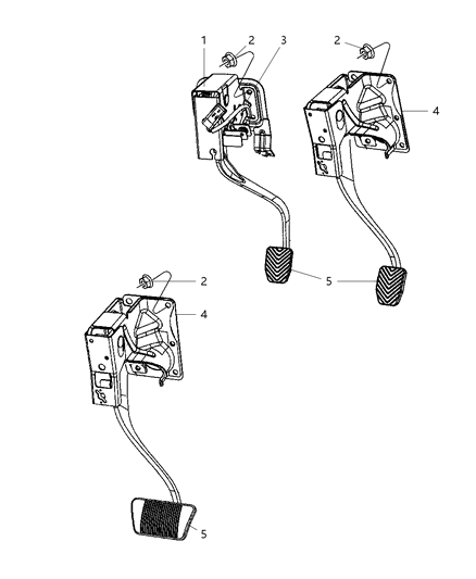 2007 Dodge Caliber Pedals - Brake & Clutch Diagram
