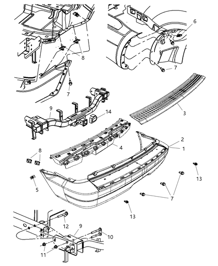 2008 Dodge Durango Rear Bumper Cover Diagram for 1FJ921D7AA