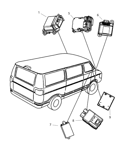 2003 Dodge Ram Van Air Bag Control Module Diagram for 56043221AG