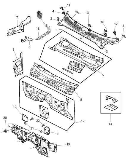 2001 Dodge Durango Panel-COWL Side Diagram for 55255090AD