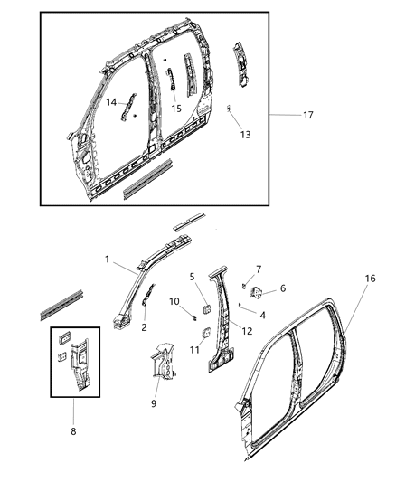 2010 Dodge Ram 3500 Pickup Front Aperture Panel Diagram 1