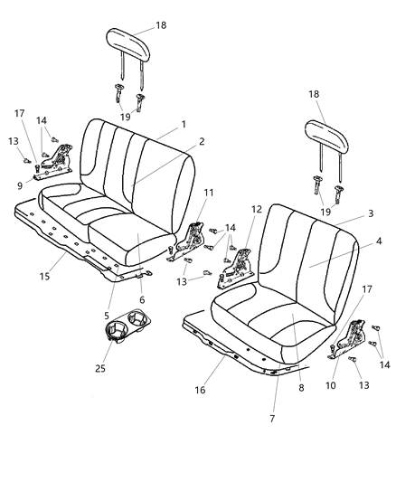 2010 Dodge Ram 3500 Pickup Crew Cab Rear Seat - Split Seat Diagram 1