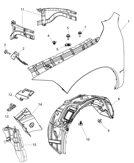 2011 Ram 1500 Panel-Fender Diagram for 68054338AC