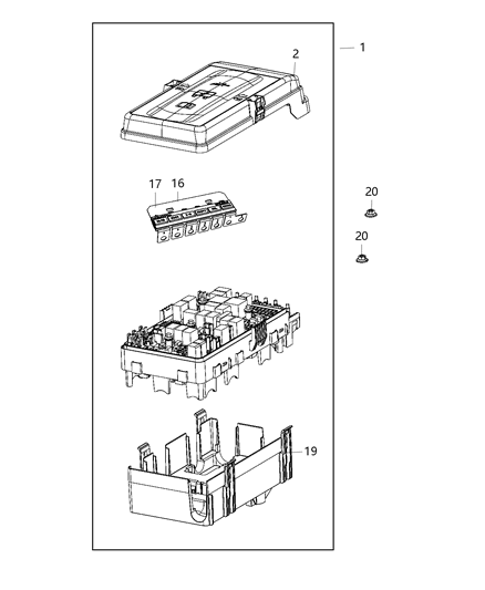 2020 Jeep Wrangler Power Distribution Center Diagram for 68370549AC