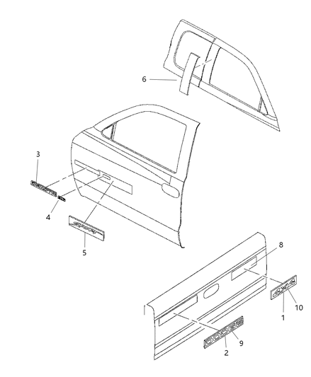 1998 Dodge Dakota Decal Diagram for 5EW57LP1AB