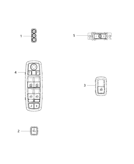 2019 Ram 3500 Switches, Doors, Mirrors And Liftgate Diagram