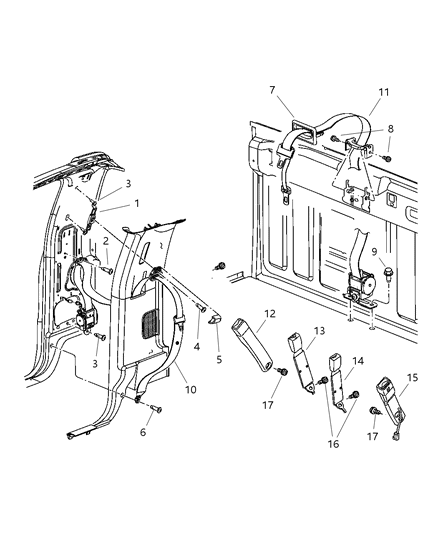 2008 Dodge Ram 3500 Seat Belts Front Diagram 2