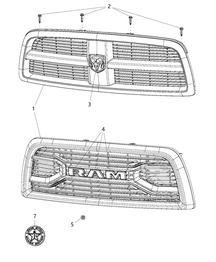 2018 Ram 3500 Pickup Grille Diagram