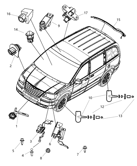 2008 Chrysler Town & Country Sensors Body Diagram