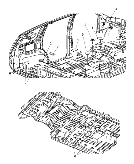 2009 Chrysler Aspen Floor Pan Plugs Diagram