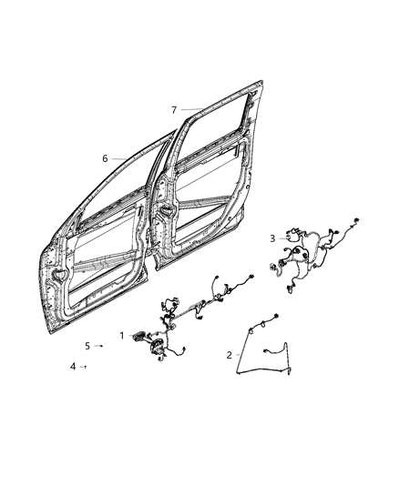 2020 Ram 1500 Wiring-Front Door Diagram for 68365312AC