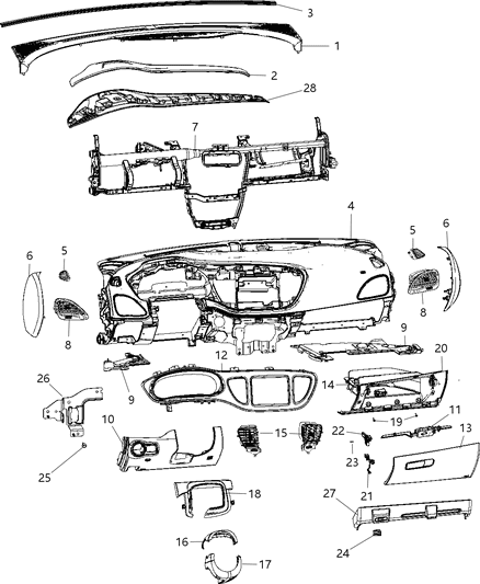 2016 Dodge Dart Outlet-Air Conditioning Outlet Diagram for 1SV15SZ6AC