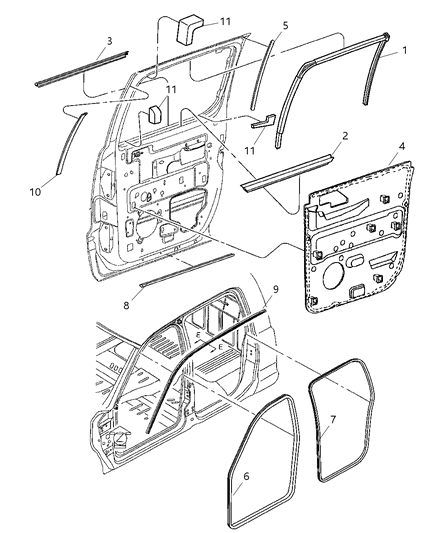 2000 Dodge Dakota Seal-Door Diagram for 55257214AA