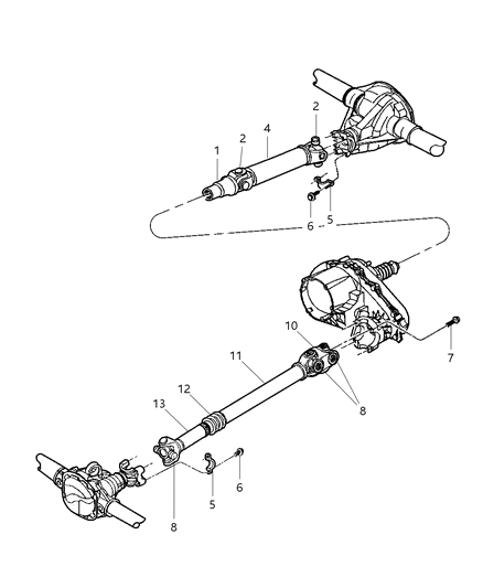 2000 Jeep Wrangler Drive Shaft Diagram for 52098378AB