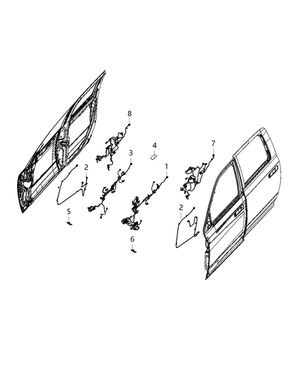 2020 Ram 2500 Wiring-Front Door Diagram for 68475615AA