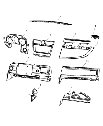 2007 Chrysler Sebring Instrument Panel Trim Diagram