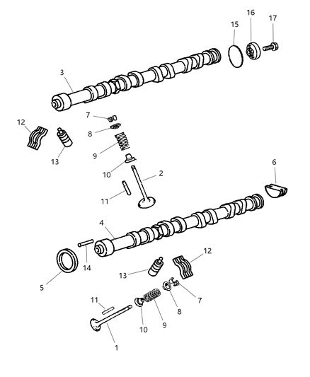 1997 Dodge Neon Camshaft & Valves Diagram 1