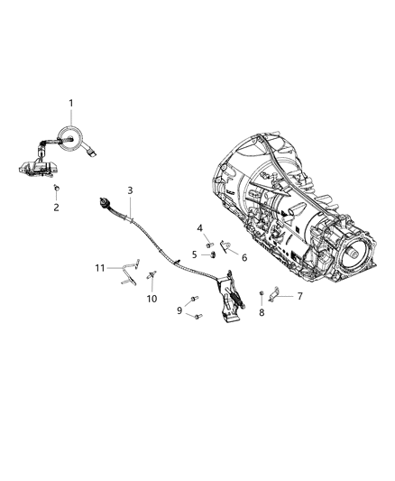 2019 Ram 1500 Gearshift Lever , Cable , And Bracket Diagram