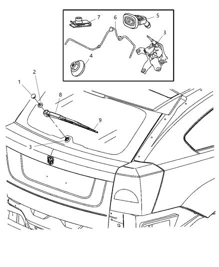 2007 Dodge Caliber Blade-Rear WIPER Diagram for 5183276AA