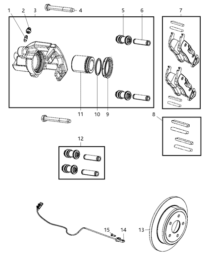 2008 Jeep Grand Cherokee Brakes, Rear, Disc Diagram 2