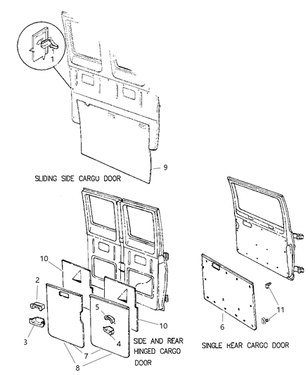 2001 Dodge Ram Wagon Door Trim Panel Diagram