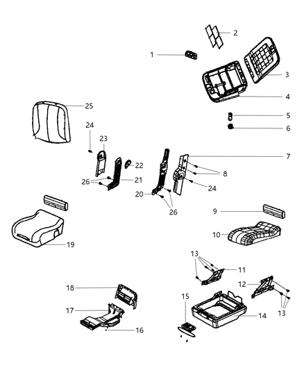 2011 Ram 1500 Front Seat Cushion Cover Diagram for 1QA29DK2AA