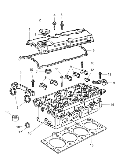 2007 Chrysler Town & Country Cylinder Head & Cover & Component Diagram 1