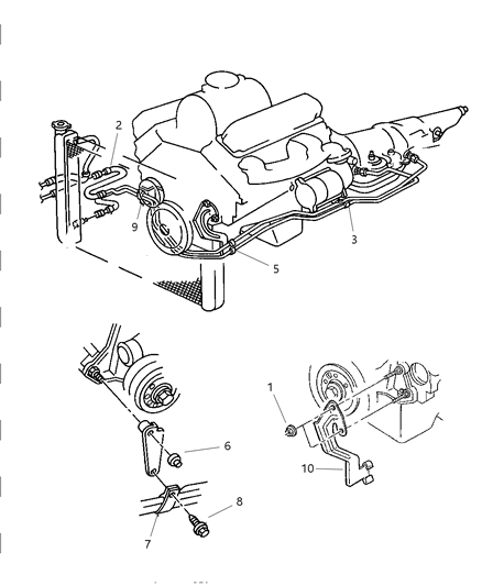 2002 Dodge Ram 2500 Regular Cab Transmission Oil Cooler & Lines Diagram 2