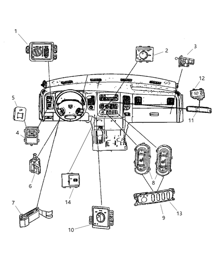 2008 Dodge Ram 3500 Switches Instrument Panel Diagram