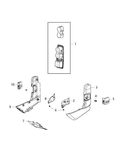 2020 Chrysler Pacifica Second Row - Rear Seat Hardware, Bucket Diagram 2