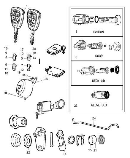 2007 Dodge Caliber Key-Blank With Transmitter Diagram for 5175786AA