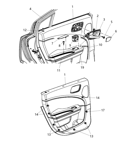2016 Dodge Charger Rear Door Trim Panel Diagram