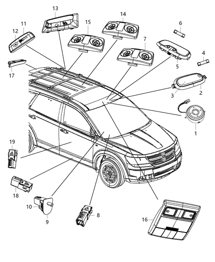 2012 Dodge Journey Lamp-Reading Diagram for 1FW42HDAAB