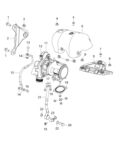 2019 Jeep Compass Turbocharger / Exhaust Manifold And Oil Hoses / Tubes Diagram 1