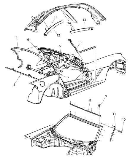 2008 Dodge Viper WEATHERSTRIP-Front Door Opening Diagram for 5030097AD