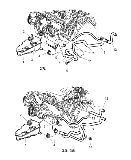 2001 Chrysler LHS Bracket-Heater Tube To Block Diagram for 4596266AC