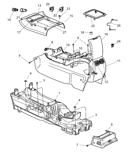 2008 Chrysler Pacifica Bezel-Center Console Diagram for XP05BDAAB