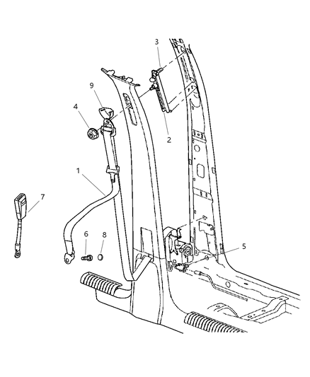 2003 Jeep Liberty Front Outer Seat Belt Diagram for 5HG341DVAE