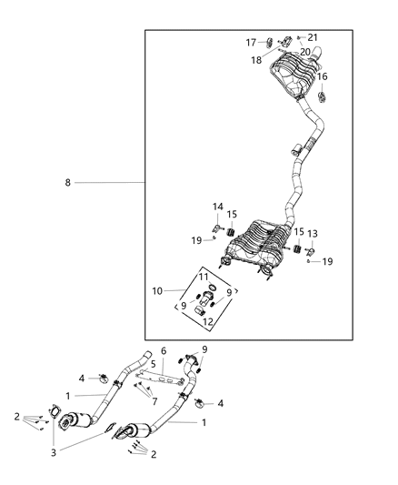 2021 Jeep Grand Cherokee MUFFLER-Exhaust Diagram for 68276650AC