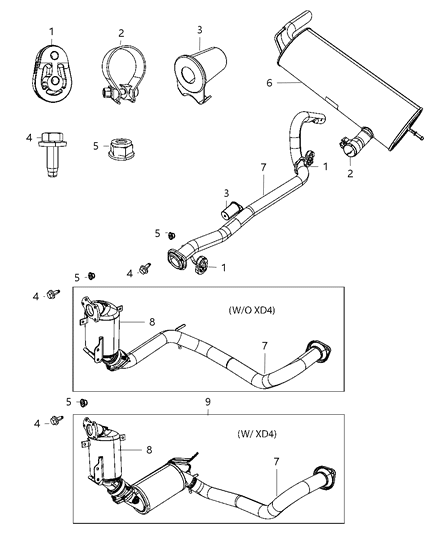 2010 Jeep Wrangler Exhaust Extension Pipe Diagram for 68058528AA