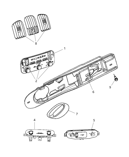 2005 Dodge Grand Caravan Knob-A/C And Heater Control - Sl Diagram for 5019525AA