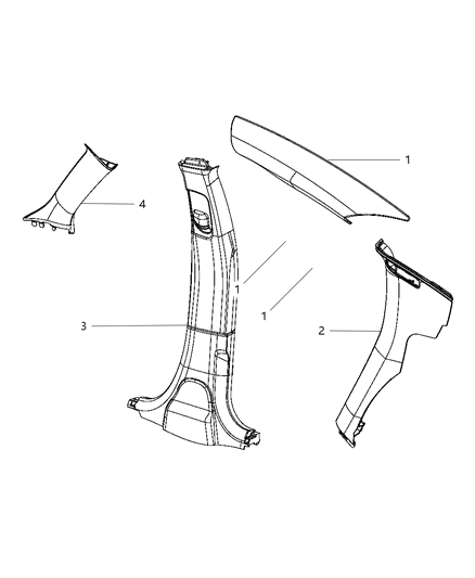 2014 Dodge Charger Interior Moldings And Pillars - A, B And C Pillars Diagram