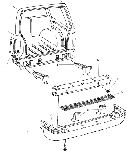 1998 Jeep Grand Cherokee Rear Bumper Cover Diagram for 5ES22MFD