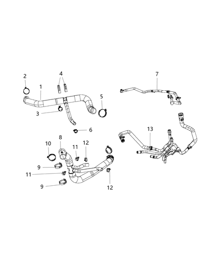 2020 Ram 1500 New Style Coolant Tubes & Hose Diagram 1