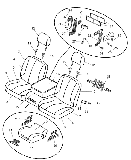 2005 Dodge Ram 1500 Front, Leather Diagram 2