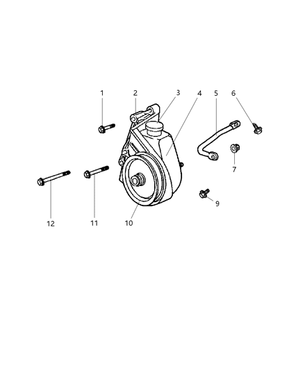 1998 Dodge Ram Van Power Steering Pump & Mounting Diagram