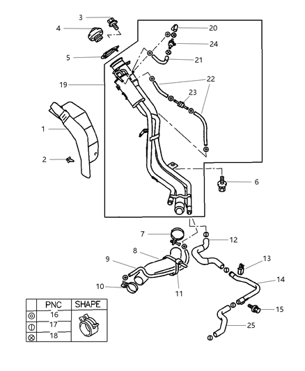2005 Chrysler Sebring Coupe Fuel Filler Tube Diagram